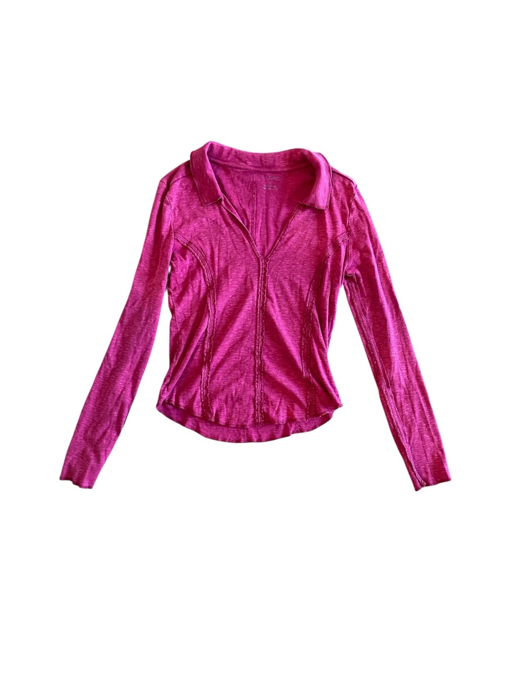 Pilcro Fuchsia Zip-Front Long Sleeve Top